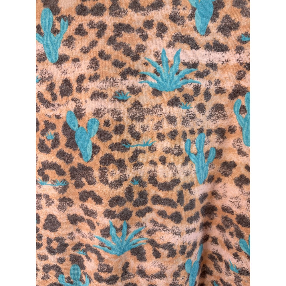 NWOT Rock & Roll Denim Womens Leopard Cactus Sweatshirt M Western Boho Pullover - Picture 4 of 8
